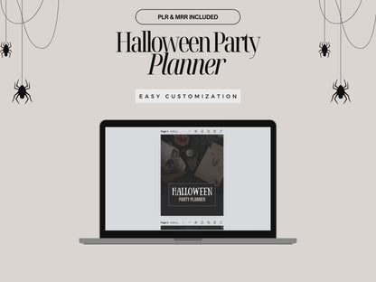 Halloween Party Planner Canva Template | 32 Page Printable PDF w/ Trackers, Checklists | PLR MRR Digital Halloween Organizer