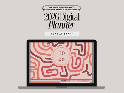 2026 Digital Planner PDF | 598 Page Hyperlinked Goodnotes & Notability Planner | Printable + Stickers + User Guide