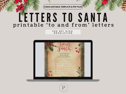 Editable Letters to Santa & From Santa Bundle Kit | Canva Template + PDF Printables | 5 Christmas Letter Designs | Kids Holiday Activity