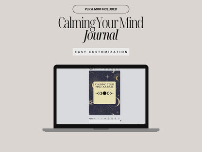 Calming Your Mind Journal Canva Template | 20 Pages Editable | Anxiety Relief Workbook PLR + MRR | Digital Mindfulness Journal
