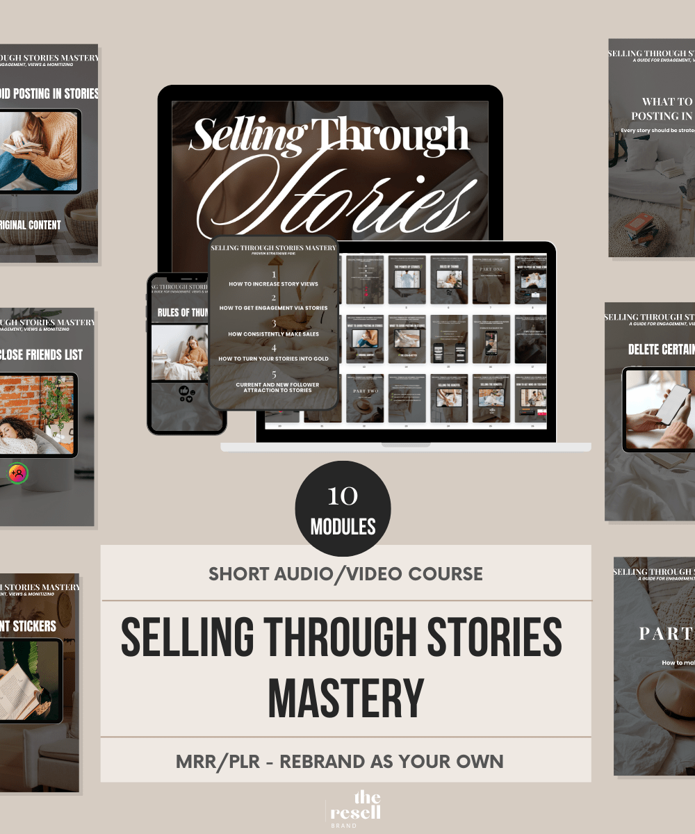 Selling Through Stories Mastery | Video Audio Course | Viral IG 101 Mini Digital Marketing Course PLR & MRR