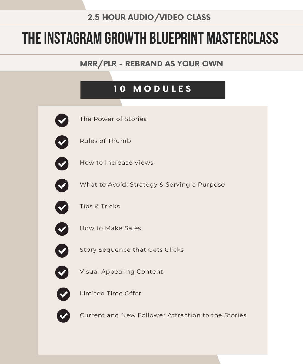 Selling Through Stories Mastery | Video Audio Course | Viral IG 101 Mini Digital Marketing Course PLR & MRR