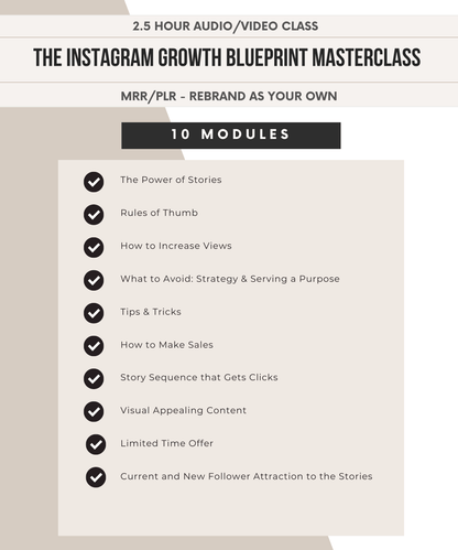 Selling Through Stories Mastery | Video Audio Course | Viral IG 101 Mini Digital Marketing Course PLR & MRR