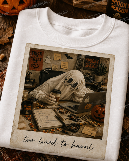 Funny sarcastic Halloween ghost PNG sublimation design featuring a spooky meme quote for t-shirts, mugs, tote bags and Halloween apparel.