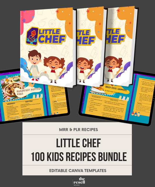 Little Chef | 100 Kids Recipes Bundle | Private Label Rights PLR | Master Resell Rights MRR | Canva Editable Templates