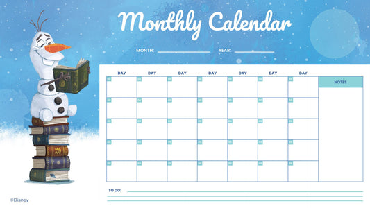 FREEBIE: Disney Frozen Olaf PDF Printable Monthly Calendar