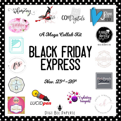 Black Friday Express Digital Printable Planner Stickers | PNG Files | Compatible with Goodnotes & iPad/Tablet Applications - Plannerologystudio