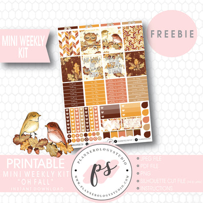 Autumn Leaves Mini Sampler Kit Digital Printable Planner Stickers (PDF/JPG/PNG/Silhouette Cut File Freebie) - Plannerologystudio