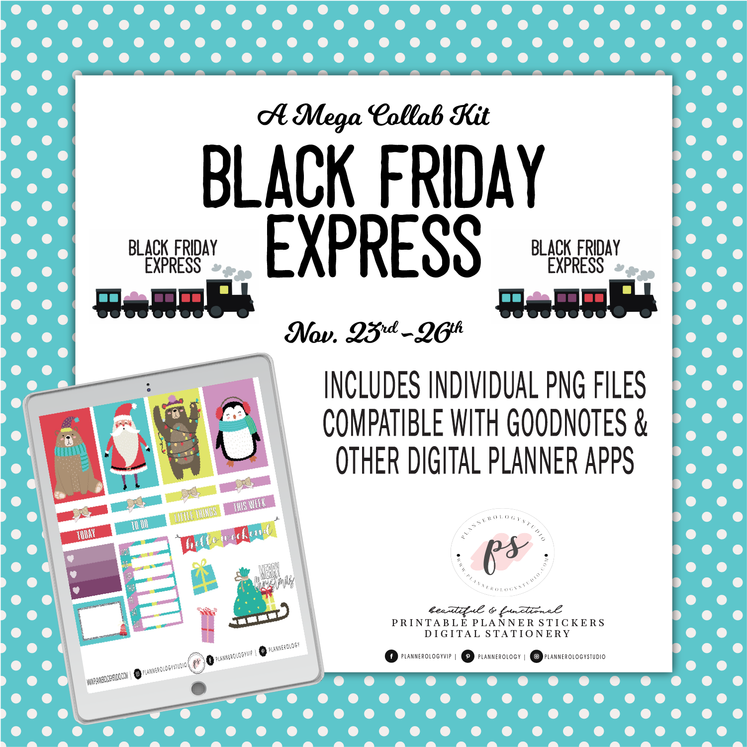 Black Friday Express Digital Printable Planner Stickers | PNG Files | Compatible with Goodnotes & iPad/Tablet Applications - Plannerologystudio