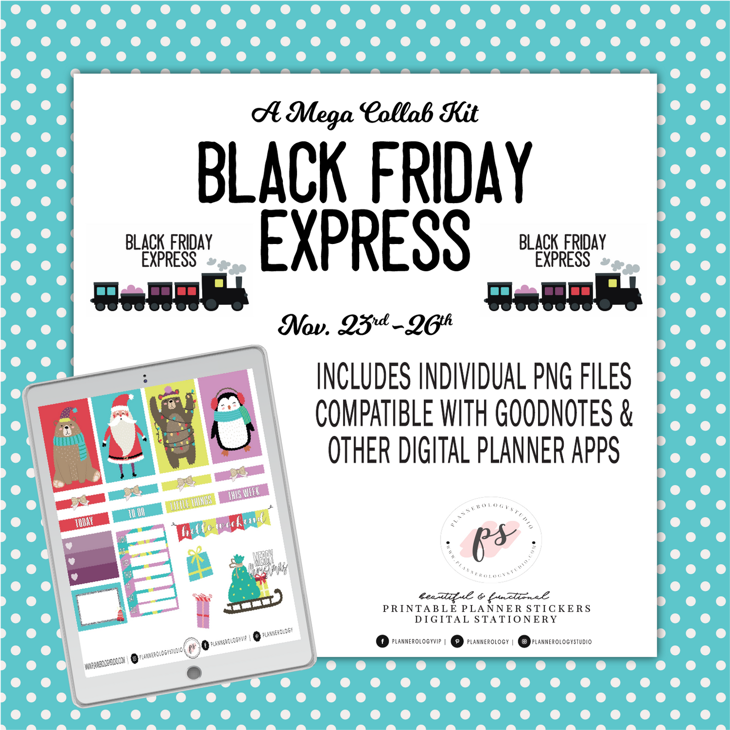 Black Friday Express Digital Printable Planner Stickers | PNG Files | Compatible with Goodnotes & iPad/Tablet Applications - Plannerologystudio