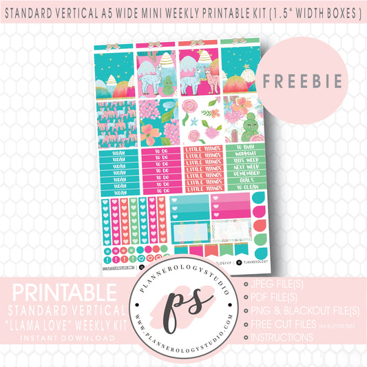 Llama Love Mini Sampler Kit Digital Printable Planner Stickers Freebie (PDF/JPG/PNG/Silhouette Cut File)