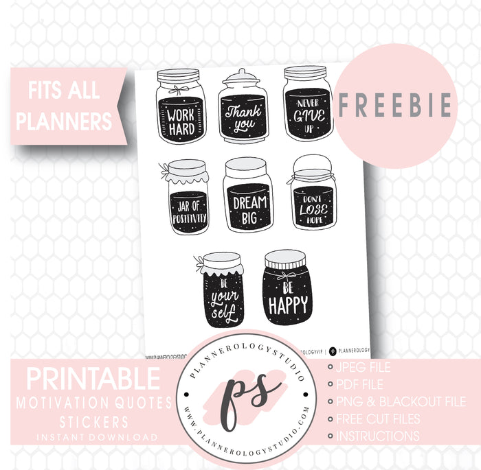 Motivational Quotes (Foil Ready) Digital Printable Planner Stickers (Freebie)