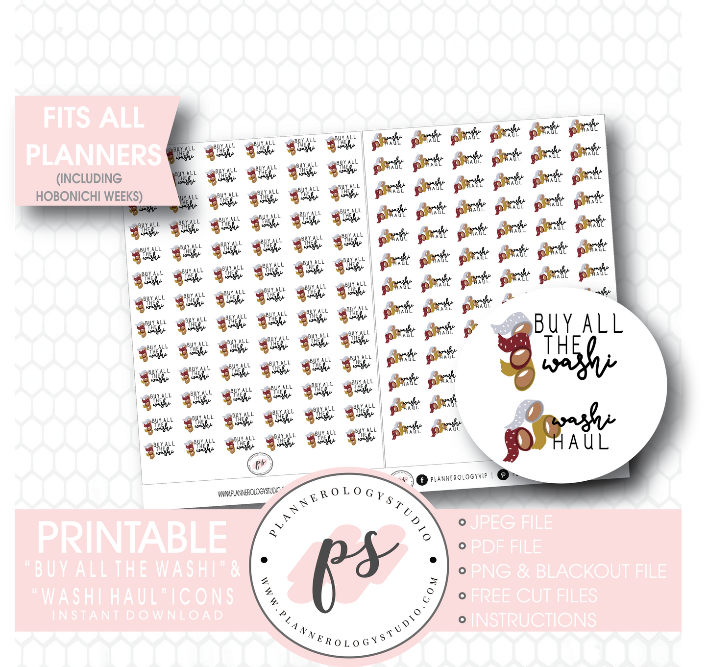 Buy All The Washi & Washi Haul Icon Digital Printable Planner Stickers - Plannerologystudio