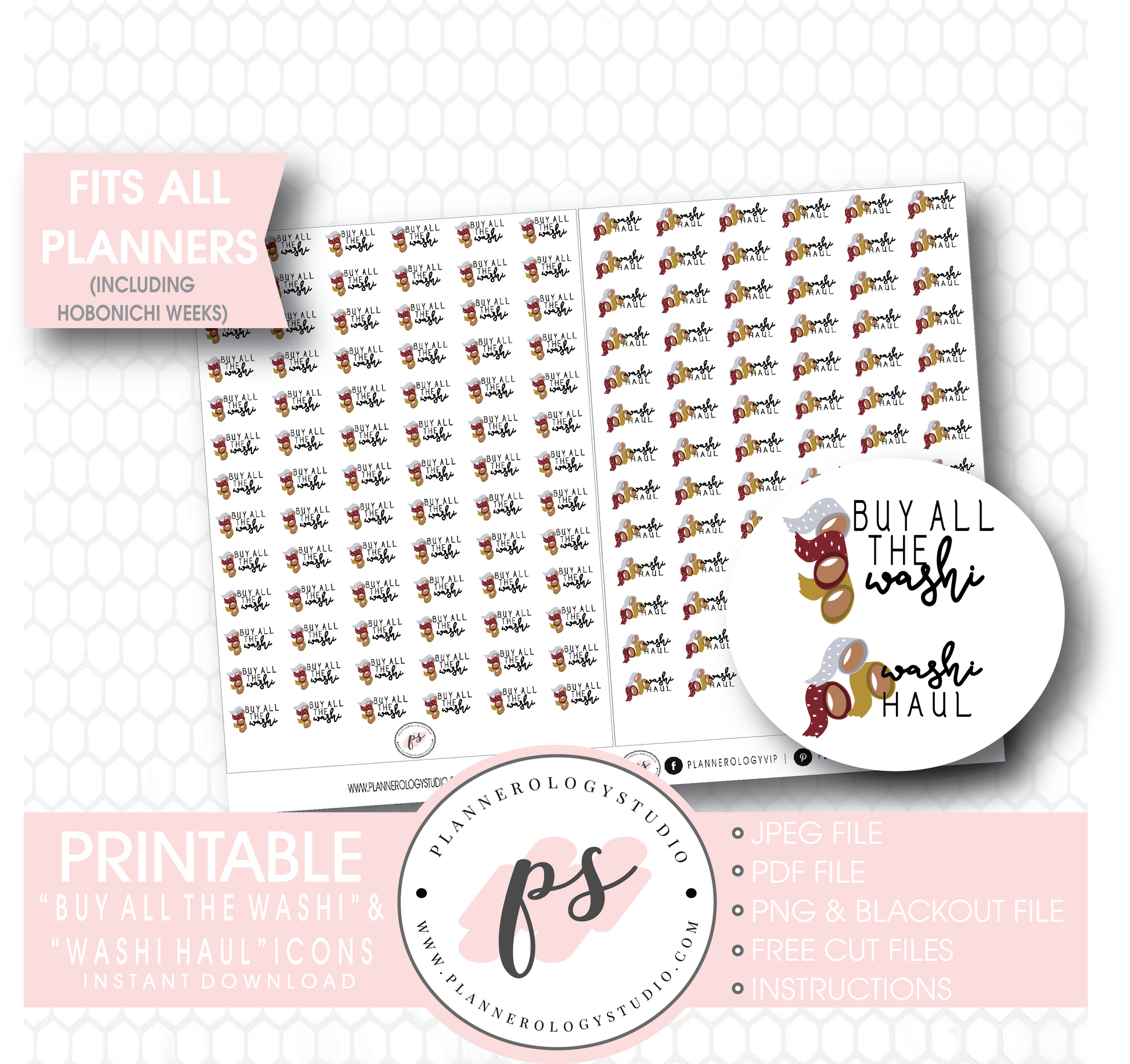 Buy All The Washi & Washi Haul Icon Digital Printable Planner Stickers - Plannerologystudio