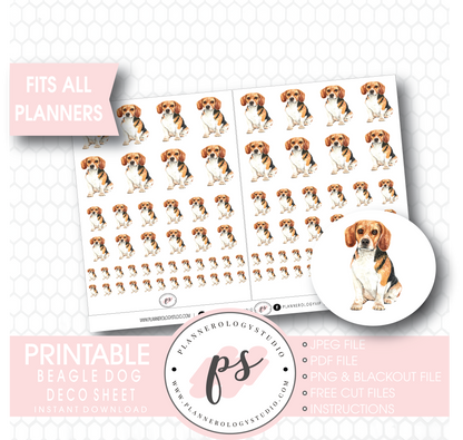 Beagle Dog Deco Sheet Digital Printable Planner Stickers - Plannerologystudio