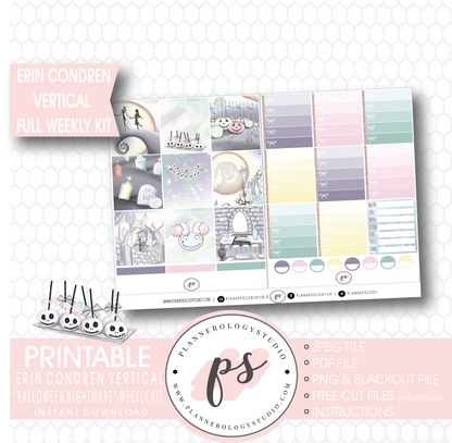 Halloween Nightmare Full Weekly Kit Printable Planner Digital Stickers (for use with Erin Condren Vertical) - Plannerologystudio