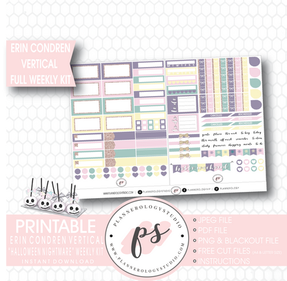 Halloween Nightmare Full Weekly Kit Printable Planner Digital Stickers (for use with Erin Condren Vertical) - Plannerologystudio