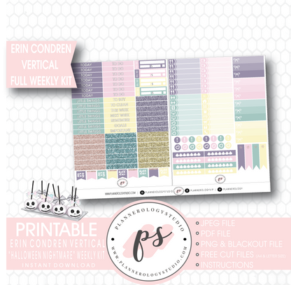 Halloween Nightmare Full Weekly Kit Printable Planner Digital Stickers (for use with Erin Condren Vertical) - Plannerologystudio