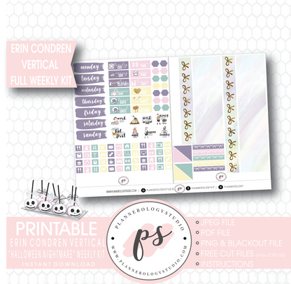 Halloween Nightmare Full Weekly Kit Printable Planner Digital Stickers (for use with Erin Condren Vertical) - Plannerologystudio