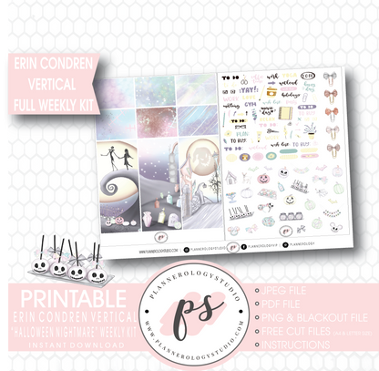 Halloween Nightmare Full Weekly Kit Printable Planner Digital Stickers (for use with Erin Condren Vertical) - Plannerologystudio