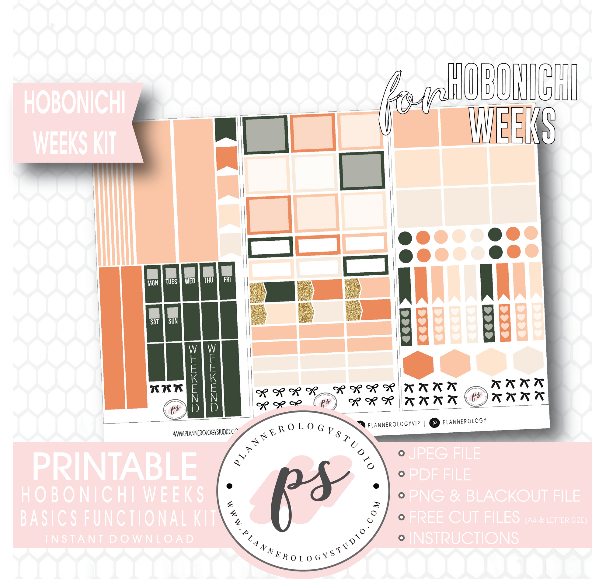 Hobonichi Weeks Functional & Basics Digital Printable Planner Stickers Kit - Plannerologystudio