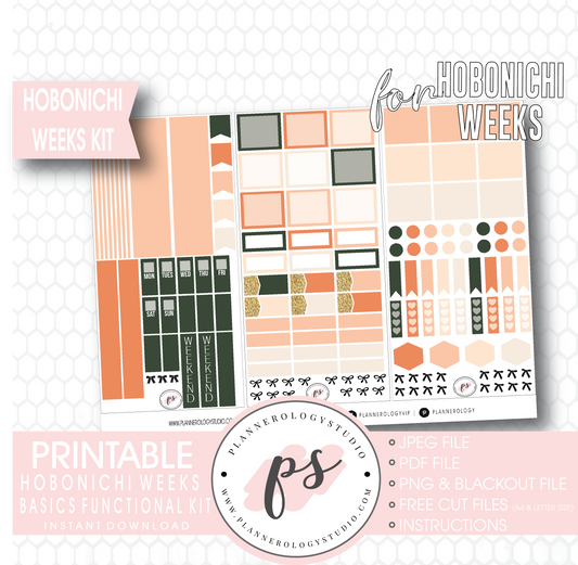 Hobonichi Weeks Functional & Basics Digital Printable Planner Stickers Kit - Plannerologystudio