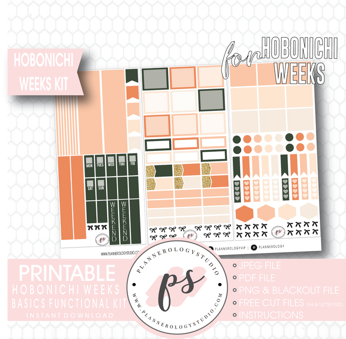 Hobonichi Weeks Functional & Basics Digital Printable Planner Stickers Kit - Plannerologystudio