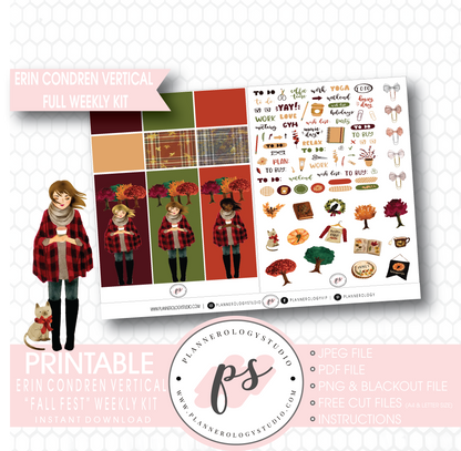 Fall Fest Full Weekly Kit Printable Planner Digital Stickers (for use with Erin Condren Vertical) - Plannerologystudio