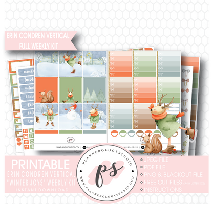Winter Joys Full Weekly Kit Printable Planner Digital Stickers (for use with Erin Condren Vertical) - Plannerologystudio