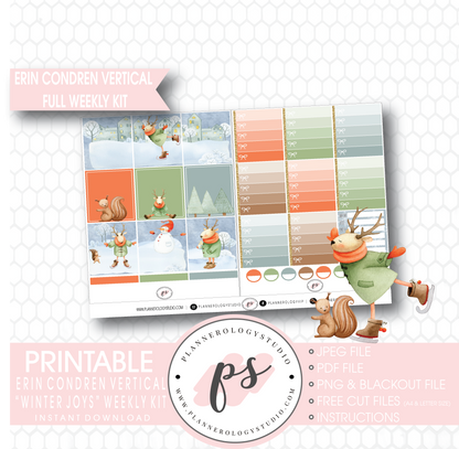 Winter Joys Full Weekly Kit Printable Planner Digital Stickers (for use with Erin Condren Vertical) - Plannerologystudio