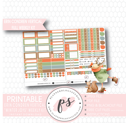 Winter Joys Full Weekly Kit Printable Planner Digital Stickers (for use with Erin Condren Vertical) - Plannerologystudio