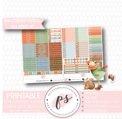 Winter Joys Full Weekly Kit Printable Planner Digital Stickers (for use with Erin Condren Vertical) - Plannerologystudio