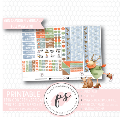Winter Joys Full Weekly Kit Printable Planner Digital Stickers (for use with Erin Condren Vertical) - Plannerologystudio