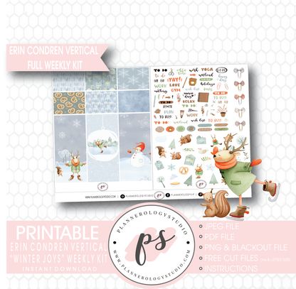 Winter Joys Full Weekly Kit Printable Planner Digital Stickers (for use with Erin Condren Vertical) - Plannerologystudio