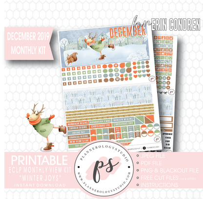 Winter Joys December 2019 Monthly View Kit Digital Printable Planner Stickers (for use with Erin Condren) - Plannerologystudio