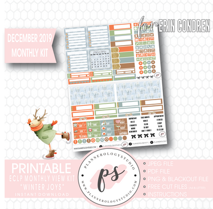 Winter Joys December 2019 Monthly View Kit Digital Printable Planner Stickers (for use with Erin Condren) - Plannerologystudio