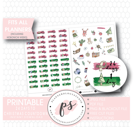 24 Days to Christmas & Deco Planner Icons Digital Printable Planner Stickers - Plannerologystudio