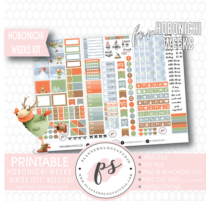 Winter Joys Weekly Kit Printable Digital Planner Stickers (for use with Hobonichi Weeks) - Plannerologystudio