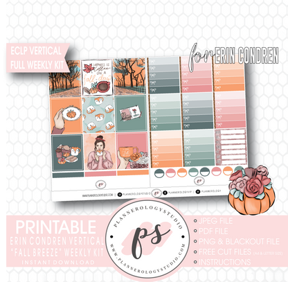 Fall Breeze Full Weekly Kit Printable Planner Digital Stickers (for use with Erin Condren Vertical) - Plannerologystudio