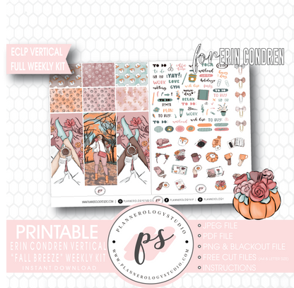 Fall Breeze Full Weekly Kit Printable Planner Digital Stickers (for use with Erin Condren Vertical) - Plannerologystudio