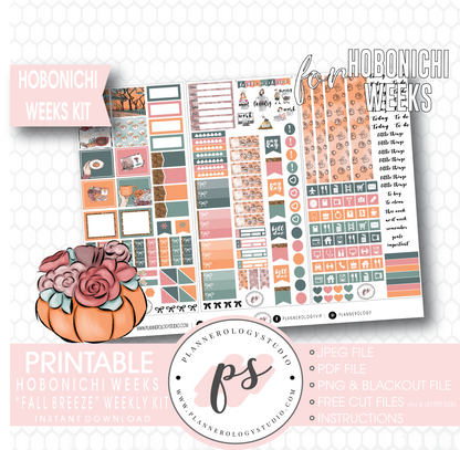 Fall Breeze Weekly Kit Printable Digital Planner Stickers (for use with Hobonichi Weeks) - Plannerologystudio