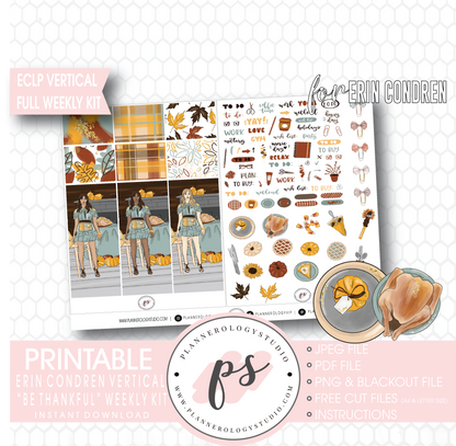 Be Thankful (Thanksgiving) Full Weekly Kit Printable Planner Digital Stickers (for use with Erin Condren Vertical) - Plannerologystudio