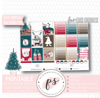 Cozy Season (Christmas) Full Weekly Kit Printable Planner Digital Stickers (for use with Erin Condren Vertical) - Plannerologystudio