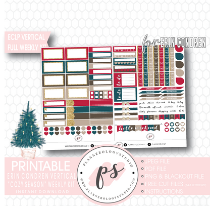 Cozy Season (Christmas) Full Weekly Kit Printable Planner Digital Stickers (for use with Erin Condren Vertical) - Plannerologystudio