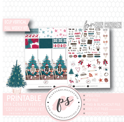 Cozy Season (Christmas) Full Weekly Kit Printable Planner Digital Stickers (for use with Erin Condren Vertical) - Plannerologystudio