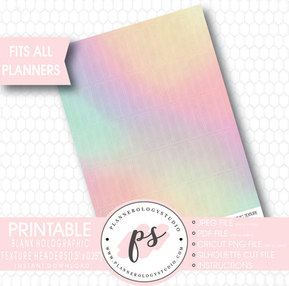 Holographic Texture Pattern Blank Header Printable Planner Stickers - Plannerologystudio