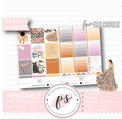 Twenty Twenty 2020 New Years Full Weekly Kit Printable Planner Digital Stickers (for use with Erin Condren Vertical) - Plannerologystudio
