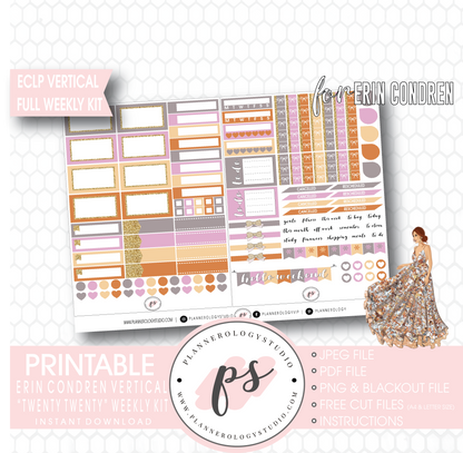 Twenty Twenty 2020 New Years Full Weekly Kit Printable Planner Digital Stickers (for use with Erin Condren Vertical) - Plannerologystudio