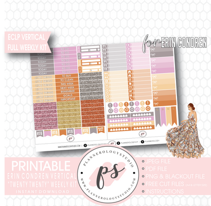 Twenty Twenty 2020 New Years Full Weekly Kit Printable Planner Digital Stickers (for use with Erin Condren Vertical) - Plannerologystudio