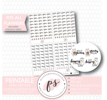 Shopping & Grocery Icons Digital Printable Planner Stickers Digital Printable Planner Stickers (The Little Prince Emoticons) - Plannerologystudio